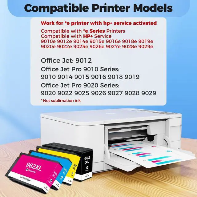 Alt view image 2 of 6 - 962XL Ink Cartridge 962 XL 9015e 9010e 9015 9010 Ink Remanufactured for HP 962XL Ink Cartridges Combo Pack Works for HP Office Jet Pro 9015e 9010 9025e 9025 9015 9018e 9020 for HP Ink 962, 4 Pack