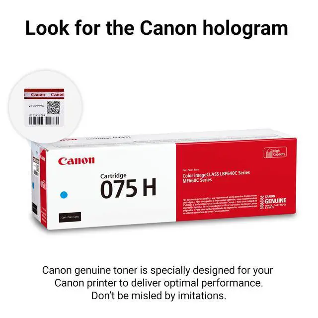 Alt view image 5 of 6 - Genuine 075 Cyan High Capacity Toner Cartridge Compatible with MF660 Series and LBP640 Series Laser Printers
