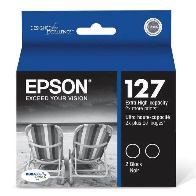 Alt view image 2 of 7 - 127 DURABrite Ultra Ink Black Dual Cartridge Pack for NX-530, NX-625, WF-3520, WF-3530, WF-3540, WF-545, WF-60, WF-630, WF-633, WF-635, WF-645, WF-7010, WF-7510, WF-7520, WF-840, WF-845