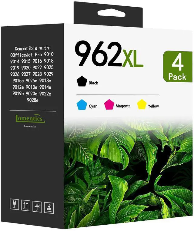 Main image of 962XL Ink Cartridges Combo Pack (4-Pack, Black/Cyan/Magenta/Yellow) Replacement for HP 962XL 962 Ink Cartridge OfficeJet Pro 9010 9010e 9015 9015e 9018 9018e 9020 9022 9025e Printer