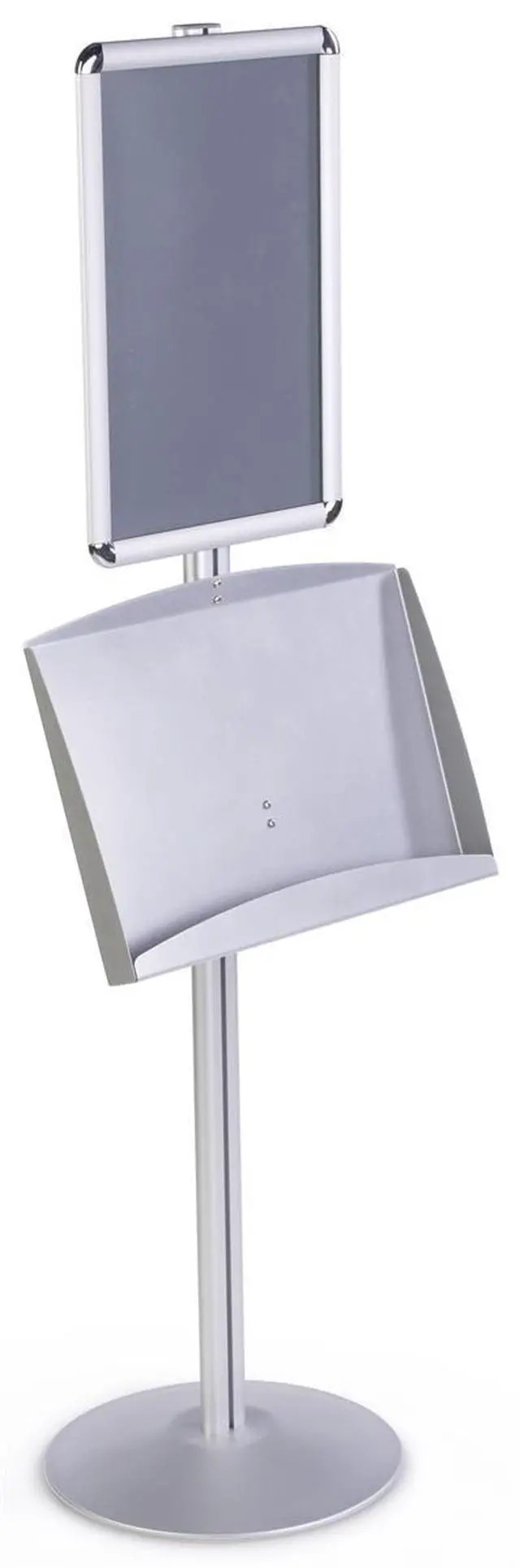 Alt view image 2 of 4 - Brushed Silver Satin Aluminum Sign Stand and Literature Rack, 18-1/4 x 54 x 14-Inch, for Displaying 11 x 17-Inch Posters