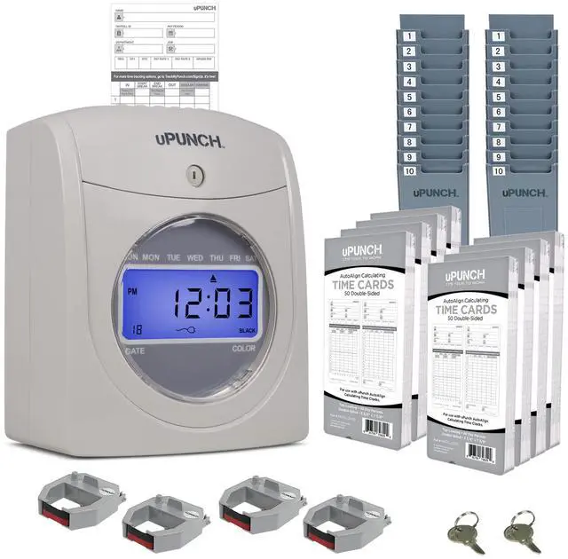 Main image of HN4540 Comprehensive Small Business Start-Up Kit: AutoAlign Calculating Time Clock System with 400 Time Cards, Ribbons, and Racks