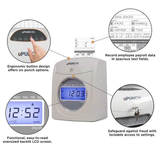 Alt view image 3 of 7 - HN4540 Comprehensive Small Business Start-Up Kit: AutoAlign Calculating Time Clock System with 400 Time Cards, Ribbons, and Racks