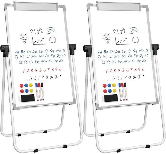 Main image of Easel Whiteboard with Stand, 36" x 24" Double-Sided Dry Erase Board | Flip Chart, Height Adjustable,Foldable, Portable for Home Office Classroom Teaching, 2PCS