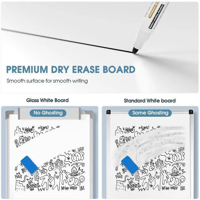 Alt view image 3 of 7 - Easel Whiteboard with Stand, 36" x 24" Double-Sided Dry Erase Board | Flip Chart, Height Adjustable,Foldable, Portable Whiteboard with Markers for Home Office Classroom Teaching