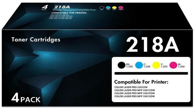 Main image of 218A Toner Cartridges 4 Pack for 218X HP MFP 3301 3301fdw Toner with Chip | Compatible for HP 218A 218X 218 Works with Color LaserJet Pro 3201dw MFP 3301 Series 3301sdw 3301cdw Printer Ink (B/C/Y/M)
