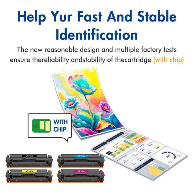 Alt view image 5 of 6 - 218A Toner Cartridges 4 Pack for 218X HP MFP 3301 3301fdw Toner with Chip | Compatible for HP 218A 218X 218 Works with Color LaserJet Pro 3201dw MFP 3301 Series 3301sdw 3301cdw Printer Ink (B/C/Y/M)