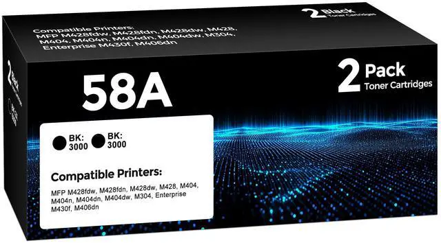 Main image of 58A Toner Cartridge Black Replacement for HP Laser Jet 58A HP58A CF258A | 2 Pack 58A Black Toner CF258A 58x cf258x Work with Laser Jet Pro M404dw M406dn M404dn M404n MFP M430f M428dw M428fdn Printer