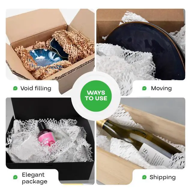 Alt view image 4 of 6 - White HexaFil Honeycomb Packing Kraft Paper 15" x 20400" (1700 ft) in Self-Dispensed Box - Patented Cushioning Meterial for Void Filling, Moving, Shipping - Alternative to Bubble Plastic
