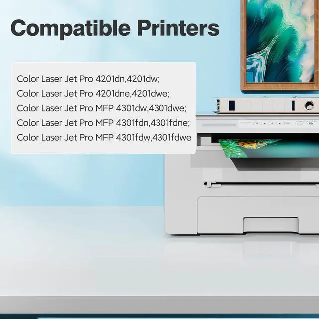 Alt view image 2 of 7 - 210A Toner Cartridges 4 pack for HP 210A 210X Toner Cartridges, 4301fdw 4201dn 4201dw Toner Cartridge, HP210A HP210X 210 Toner set for Color Laser Jet Pro MFP 4301fdw 4201dn 4201dw 4301fdn 4301fdn