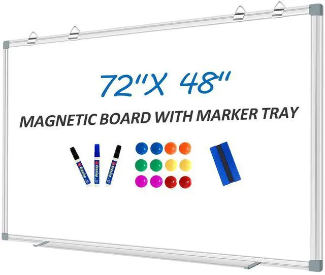 Main image of White Board Dry Erase Whiteboard for Wall 72" x 48" Aluminum Presentation Magnetic Whiteboards with 4 Hooks, 12 Magnets, 3 Markers & 1 Eraser