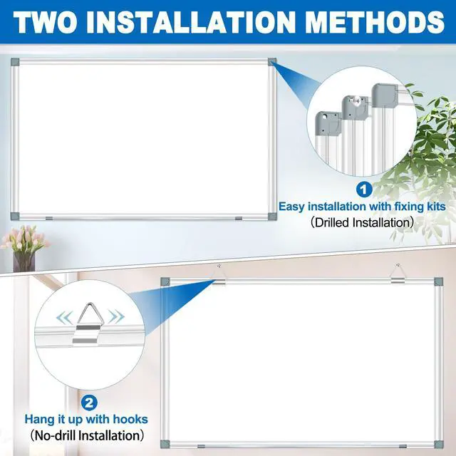 Alt view image 5 of 7 - White Board Dry Erase Whiteboard for Wall 72" x 48" Aluminum Presentation Magnetic Whiteboards with 4 Hooks, 12 Magnets, 3 Markers & 1 Eraser