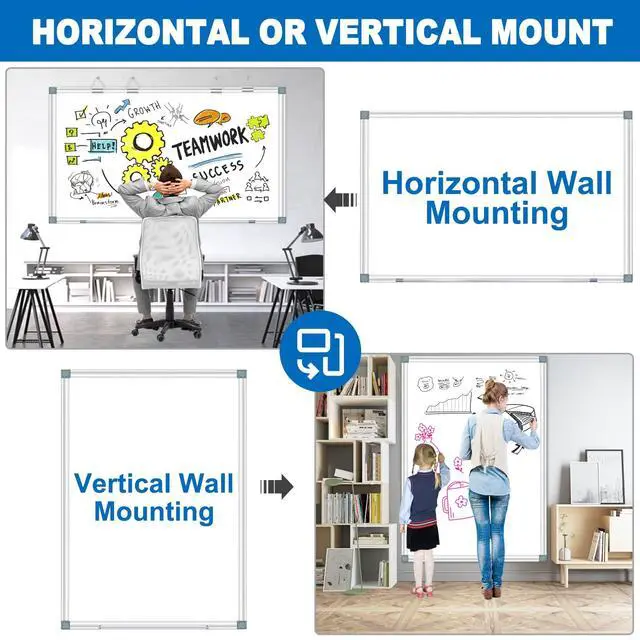 Alt view image 6 of 7 - White Board Dry Erase Whiteboard for Wall 72" x 48" Aluminum Presentation Magnetic Whiteboards with 4 Hooks, 12 Magnets, 3 Markers & 1 Eraser