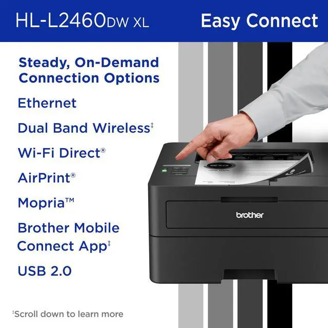 Alt view image 6 of 7 - HL-L2460DWW XL Wireless Compact Monochrome Printer with Duplex Copy & Scan, Fax, Black & White | Up to 4,200 Pages of Toner Included(1), Works with Alexa
