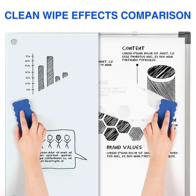 Alt view image 3 of 7 - Magnetic Glass Dry Erase White Board, 48" x 32" Frameless Glass Board for Wall Mounted, Includes 6 Magnets, 3 Markers and 1 Eraser for Classroom Home, Office Supplies (White)