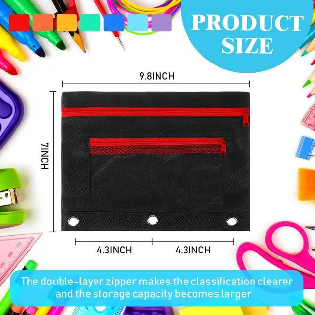 Alt view image 4 of 7 - 150 Pieces Black Zipper Binder Pouch with Mesh Window for Office School Students Supplies