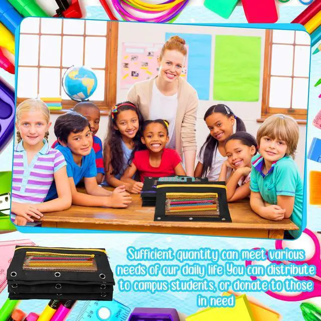 Alt view image 5 of 7 - 150 Pieces Black Zipper Binder Pouch with Mesh Window for Office School Students Supplies