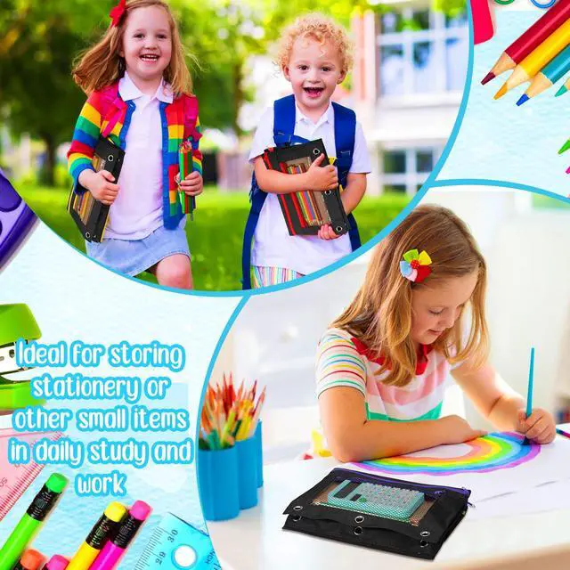 Alt view image 7 of 7 - 150 Pieces Black Zipper Binder Pouch with Mesh Window for Office School Students Supplies
