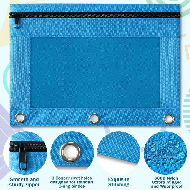 Alt view image 3 of 7 - Pencil Pouch for 3 Ring Binder, 144 Pack Bulk Pencil Pouches with Zipper & Clear Window, 6 Assorted Colors Binder Pencil Case for Students, Classroom & School Supplies, Multi-Purpose Storage Bags