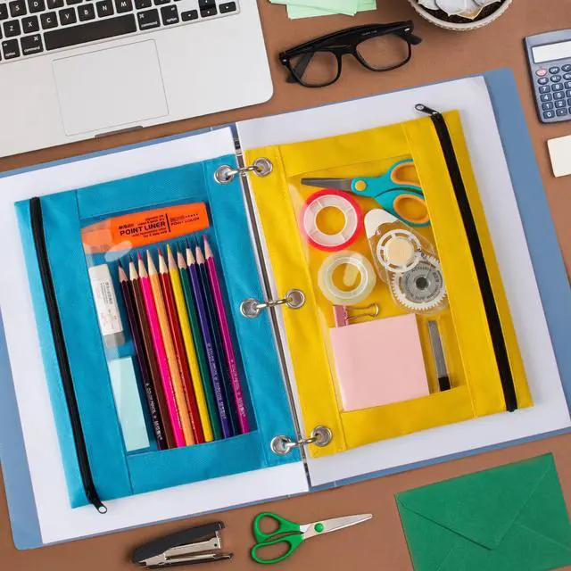 Alt view image 4 of 7 - Pencil Pouch for 3 Ring Binder, 144 Pack Bulk Pencil Pouches with Zipper & Clear Window, 6 Assorted Colors Binder Pencil Case for Students, Classroom & School Supplies, Multi-Purpose Storage Bags