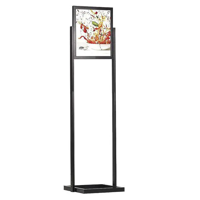Alt view image 2 of 7 - Metal Eco Info Board, Black 18x24 Inches Slide-In Poster Sign Holder 1 Tier Double Sided Floor Standing Pedestal Advertising Display with Backing and Anti-Glare PET Cover