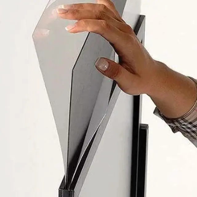 Alt view image 7 of 7 - Metal Eco Info Board, Black 18x24 Inches Slide-In Poster Sign Holder 1 Tier Double Sided Floor Standing Pedestal Advertising Display with Backing and Anti-Glare PET Cover
