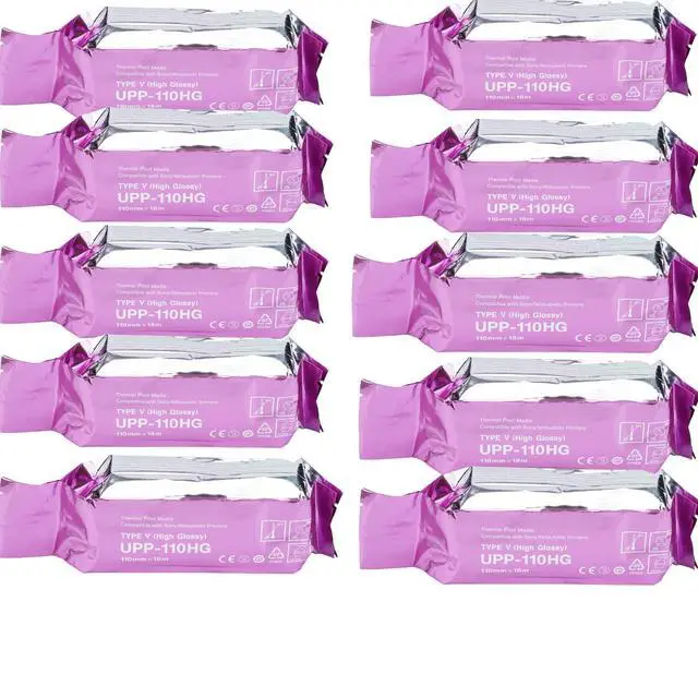Alt view image 2 of 7 - 10 Rolls - Premium UPP-110HG For Mitsubishi High Gloss Ultrasound Therma Film Paper Waterproof Medical Print Media for Ultrasound Systems Thermal Paper, 110mm x 20m