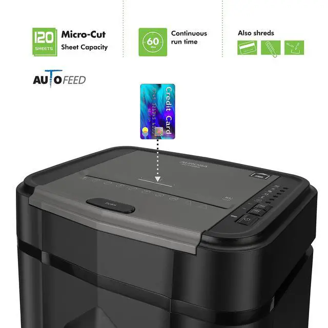 Alt view image 2 of 6 - Professional Grade AU125MA 120-Sheet Auto Feed High-Security Micro-Cut Paper Shredder/60 Minutes/Security Level P-5