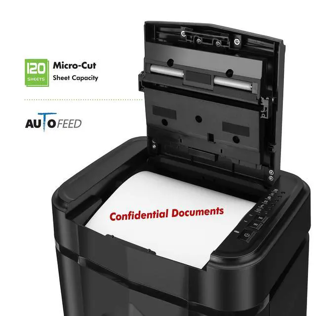 Alt view image 3 of 6 - Professional Grade AU125MA 120-Sheet Auto Feed High-Security Micro-Cut Paper Shredder/60 Minutes/Security Level P-5
