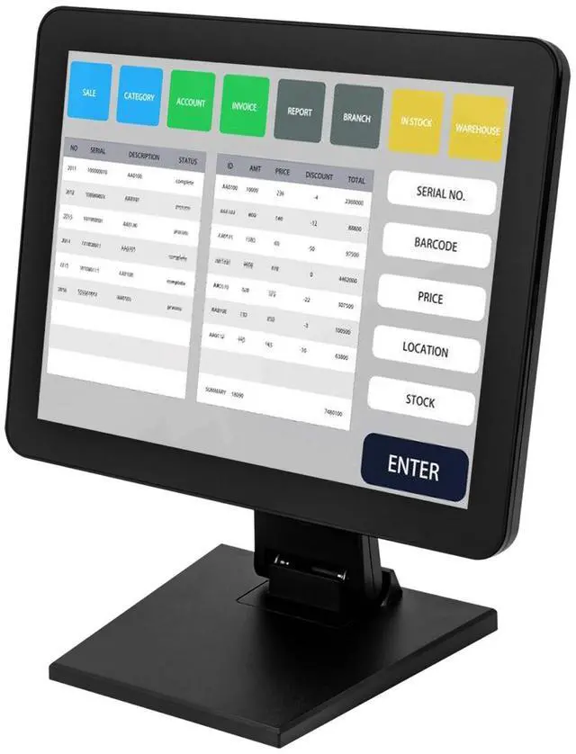 Main image of Mobile Tablet POS Cash Register Monitor, 15-Inch Capacitive LED Backlit Multi-Touch Monitor Touch Cash Register Display for Small Business Restaurant Retail Grocery Convenience Mobile Food Truck