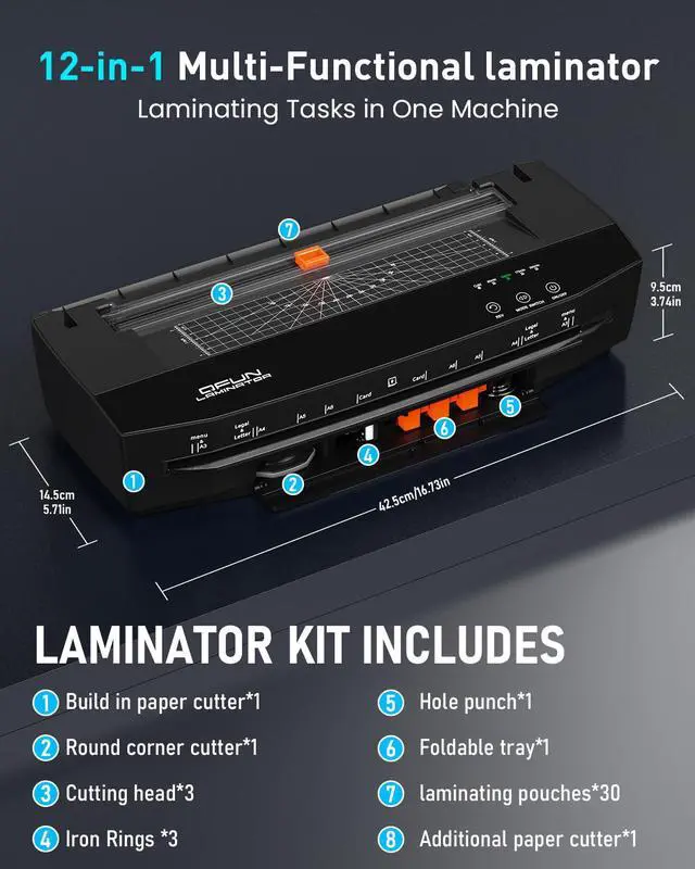 Alt view image 7 of 7 - 3-10 Mil Thermal Laminator Machine 11x17 Heavy Duty Lamination Machine 4-Roller Commercial Laminating Machine 13 inch for Teacher, Large Laminate Machine with Laminating Sheets for Office School