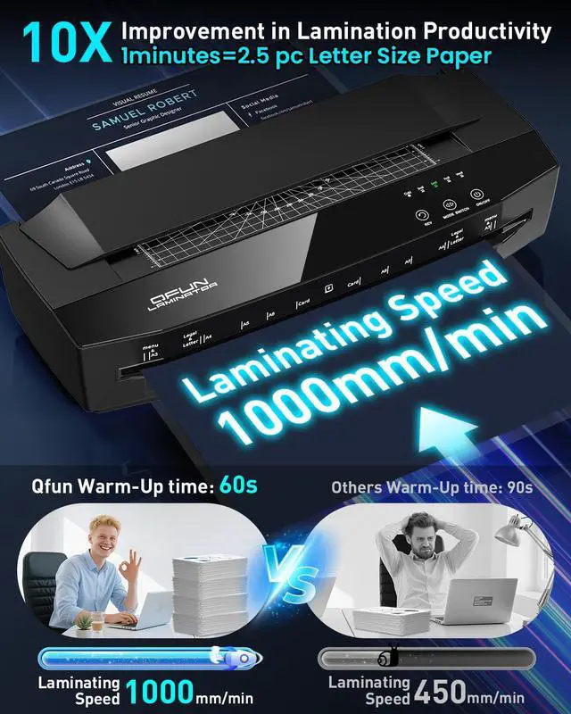 Alt view image 3 of 7 - 3-10 Mil Thermal Laminator Machine 11x17 Heavy Duty Lamination Machine 4-Roller Commercial Laminating Machine 13 inch for Teacher, Large Laminate Machine with Laminating Sheets for Office School