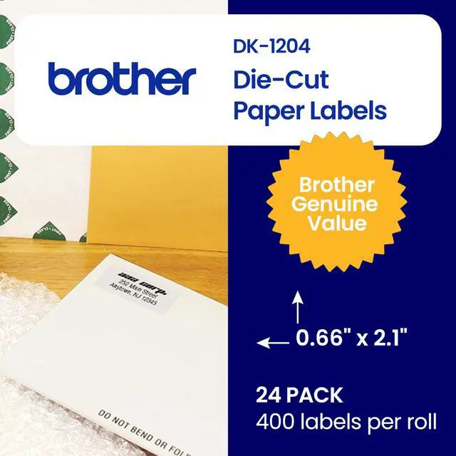 Alt view image 3 of 6 - Genuine DK-120424PK Multipurpose Paper Labels, Die-Cut 0.66" x 2.1", Engineered for Excellence, 400 Labels Per Roll, 24 Rolls per Box, White, for use with Select QL Label Printers