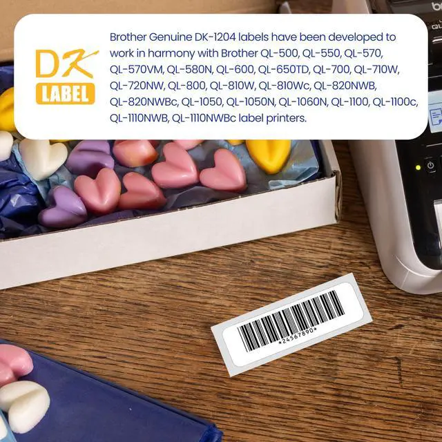 Alt view image 4 of 6 - Genuine DK-120424PK Multipurpose Paper Labels, Die-Cut 0.66" x 2.1", Engineered for Excellence, 400 Labels Per Roll, 24 Rolls per Box, White, for use with Select QL Label Printers