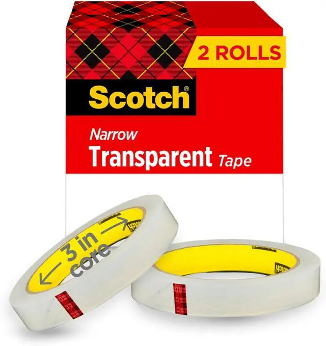 Main image of Transparent Tape, 2 Rolls, 1/2 x 2592 Inches, Classic Glossy-Finish, Boxed (Pack of 12)