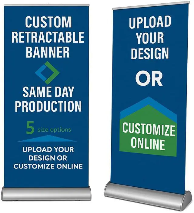 Main image of Custom Retractable Banner (33" × 81") Premium Base Aluminum Roll Up Stand, Easy Setup, Full Color Personalized Pop Up Banner with Travel Bag for Trade Shows & Exhibits
