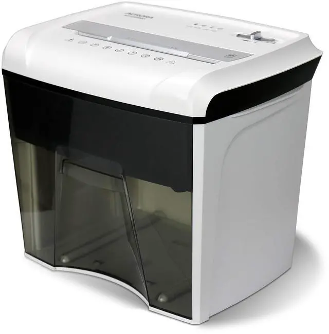 Main image of AU1285MD Compact Desktop-Style High Security 12-Sheet Micro-Cut Paper and CD/Credit Card/Junk Mail Pullout Basket Shredder, White/Black