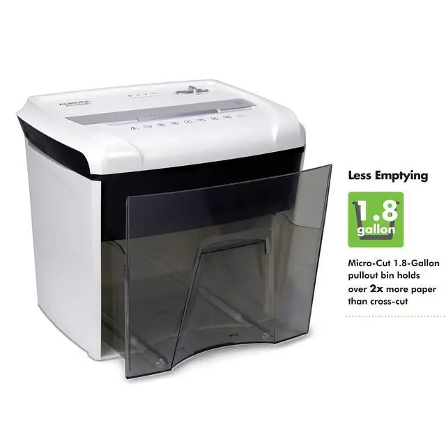 Alt view image 4 of 7 - AU1285MD Compact Desktop-Style High Security 12-Sheet Micro-Cut Paper and CD/Credit Card/Junk Mail Pullout Basket Shredder, White/Black