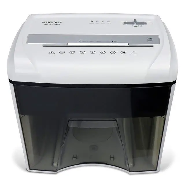 Alt view image 6 of 7 - AU1285MD Compact Desktop-Style High Security 12-Sheet Micro-Cut Paper and CD/Credit Card/Junk Mail Pullout Basket Shredder, White/Black
