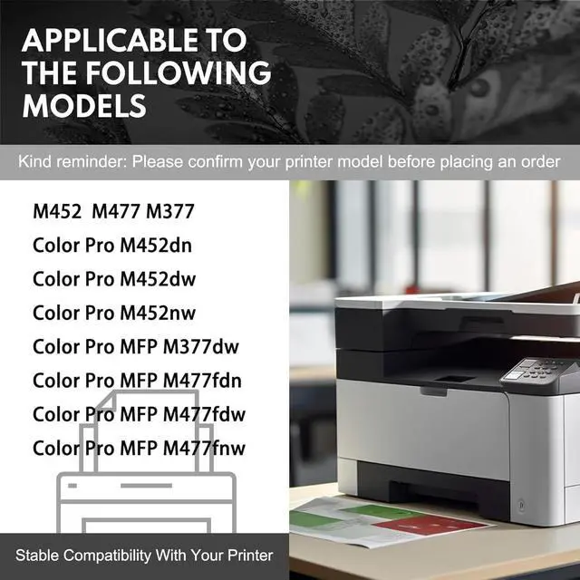 Alt view image 2 of 6 - 410A Toner Cartridges 4 Pack High Yield Replacement for HP 410A 410X to Use with HP Color Pro MFP M477fnw M477fdw M477fdn M452dn M452dw M452nw Printer (with Chip -B/C/Y/M)
