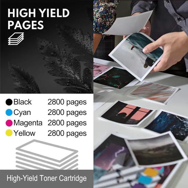 Alt view image 4 of 6 - 410A Toner Cartridges 4 Pack High Yield Replacement for HP 410A 410X to Use with HP Color Pro MFP M477fnw M477fdw M477fdn M452dn M452dw M452nw Printer (with Chip -B/C/Y/M)