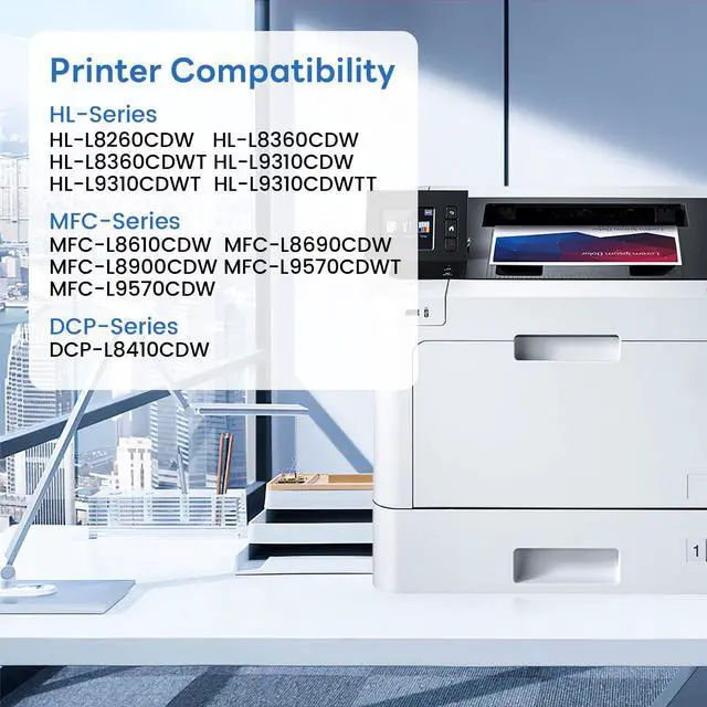 Alt view image 2 of 6 - TN433 TN-433 Toner Cartridge Set 4 Pack Compatible TN433BK TN433C TN433M TN433Y Replacement for Brother TN433 TN-433 TN 433 MFC-L8900CDW HL-L8360CDW MFC-L8610CDW Printer