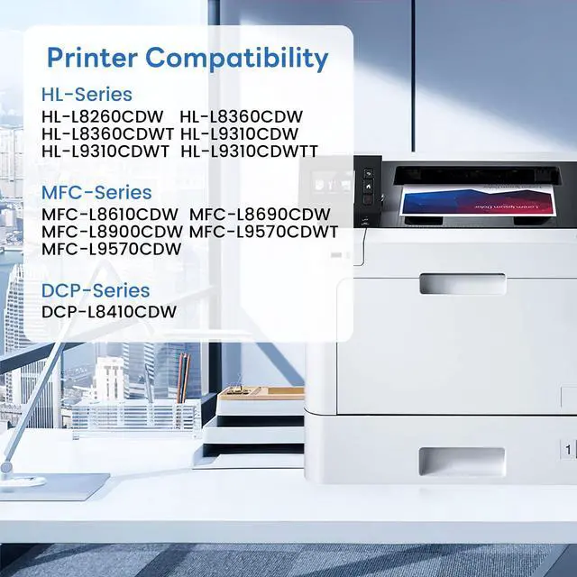 Alt view image 2 of 6 - TN-431 TN431 Toner Cartridge 4-Pack Compatible TN431BK TN431C TN431M TN431Y Replacement for Brother TN431 TN-431 MFC-L8900CDW MFC-L8610CDW MFC-L9570CDW HL-L8360CDW Printer