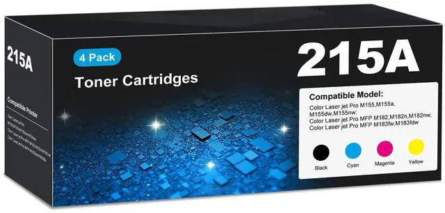 Main image of 215A Toner Cartridges M183fw for HP 215A toner cartridges 4 pack, M183fw M182 M155 toner cartridges, HP215A Toner 215 for HP Color Laser Jet Pro MFP M183fw M183fdw M182 M182n M182nw M155 M155a M155dw