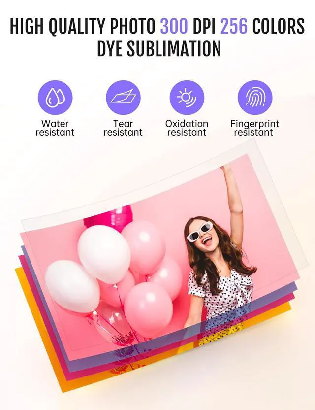 Alt view image 3 of 7 - 4x6 Photo Printer, CP4100 Photo Printer for iPhone & Android with 108 Sheets & 2 Cartridges, Wi-Fi Wireless Portable Picture Printer, Instant Print Photos, Dye Sublimation, White