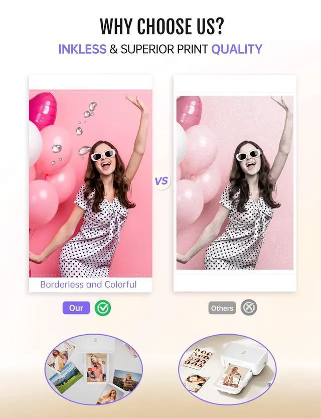 Alt view image 4 of 7 - 4x6 Photo Printer, CP4100 Photo Printer for iPhone & Android with 108 Sheets & 2 Cartridges, Wi-Fi Wireless Portable Picture Printer, Instant Print Photos, Dye Sublimation, White