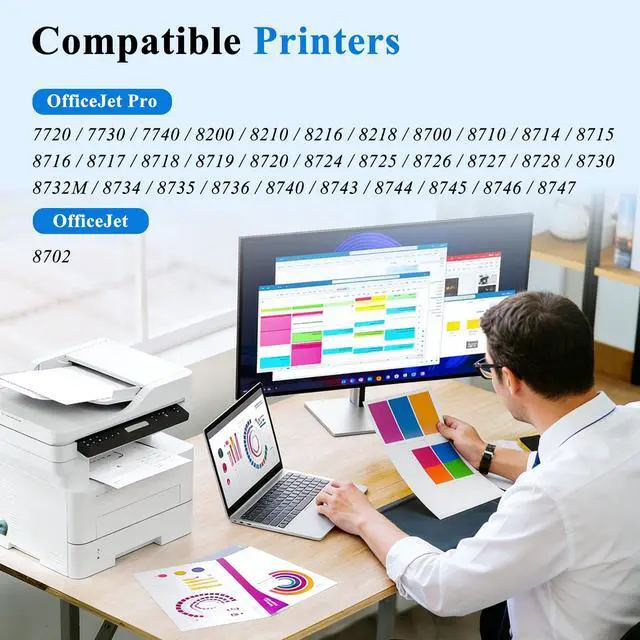 Alt view image 3 of 7 - 952XL Ink Cartridges Compatible for HP 952 Ink Cartridges Combo Pack Work with HP Printer OfficeJet Pro 8710 7740 8702 8715 8720 7720 8730 Printer Ink Black Color Cyan Magenta Yellow 952 Ink (4 Pack)