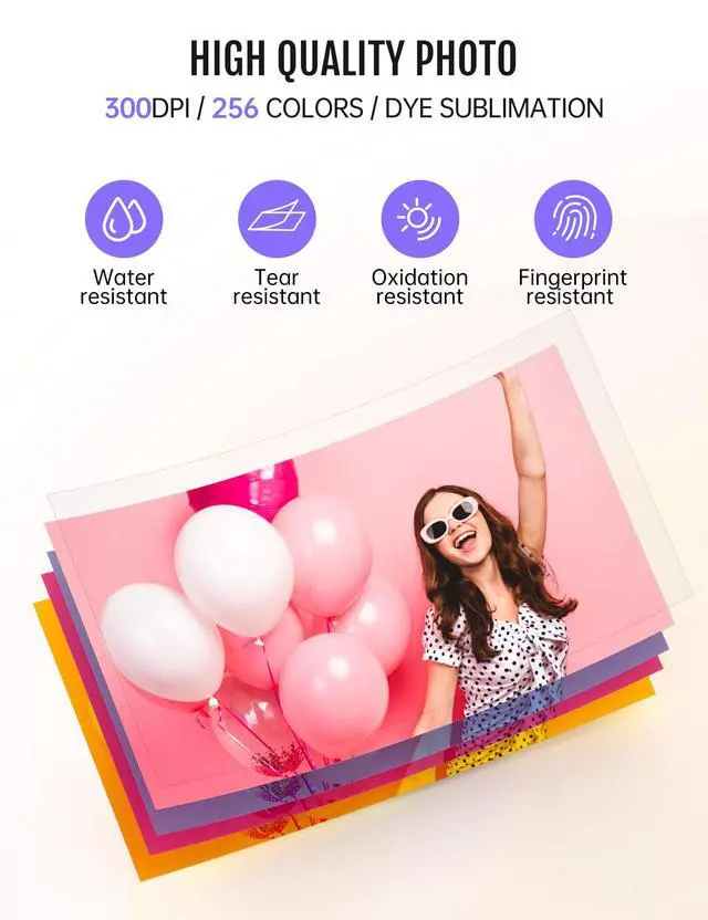 Alt view image 4 of 7 - 4x6 Photo Printer, CP4100 Instant Photo Printer for iPhone & Android with 108 Sheets & 2 Cartridges, Wireless Portable Picture Printer, 300DPi Thermal Dye Sublimation, Beige