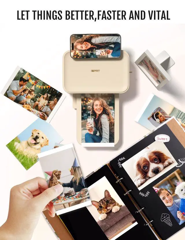 Alt view image 7 of 7 - 4x6 Photo Printer, CP4100 Instant Photo Printer for iPhone & Android with 108 Sheets & 2 Cartridges, Wireless Portable Picture Printer, 300DPi Thermal Dye Sublimation, Beige