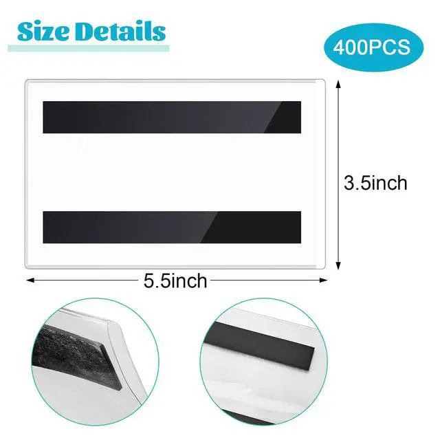 Alt view image 2 of 7 - 400 Pcs Magnetic Label Holder 5.5 x 3.5 Inches Pallet Rack Sign Holder Clear Plastic Protectors Magnetic Data Card Holders File Cabinet Labels for Metal Racks and Shelves Window